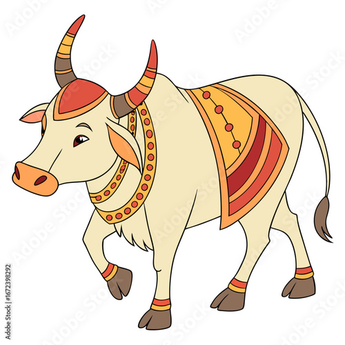  cow on village path and trees 