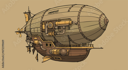 Airship Illustration Flying on Background