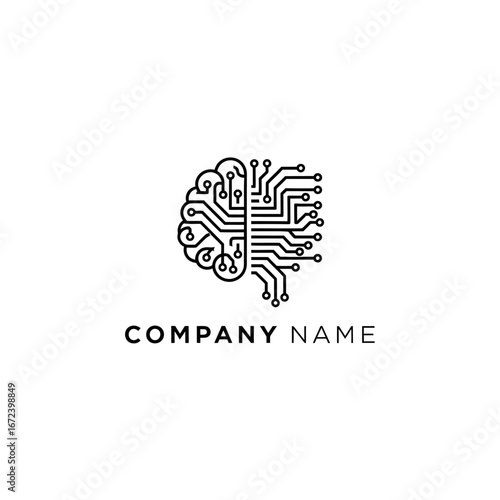 AI Brain Logo - Human Intellect Meets Digital Technology.