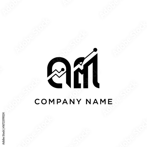 AM Logo Design with Line Graph Symbolizing Business Growth and Success.