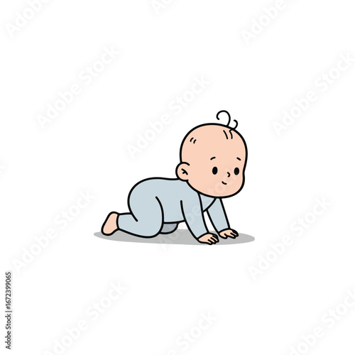 Baby Crawling on White
