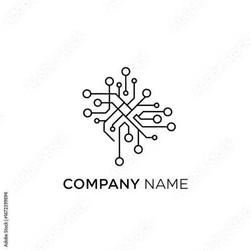 circuit board logo design, technology icon, electronic circuit design, digital circuit, modern technology logo.