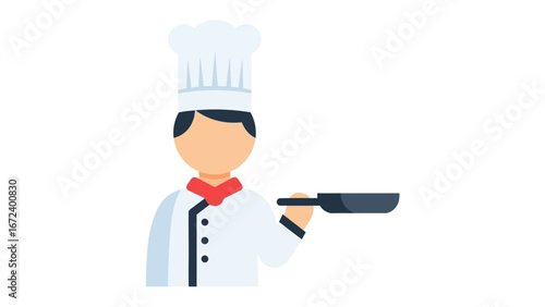 Culinary Confectioner: An illustrated chef, a culinary artisan, stands ready with a professional pan, depicting culinary expertise, symbolizing gastronomic excellence.