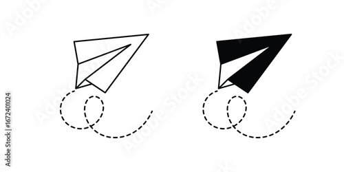Paper Plane set icon with white background vector stock illustration