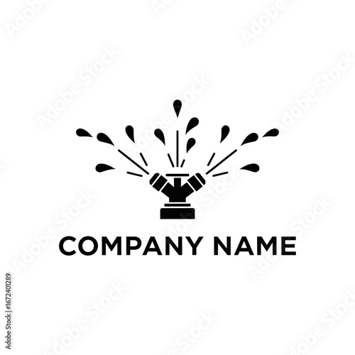 Dual Nozzle Sprinkler System Logo Design.