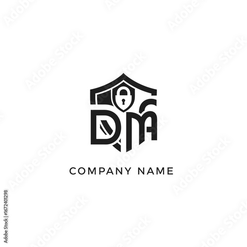 DMA Company Logo with Shield and Lock for Security and Protection.