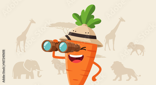 Adventurous Carrot Observing Wildlife and Enjoying The African Safari Adventure Experience