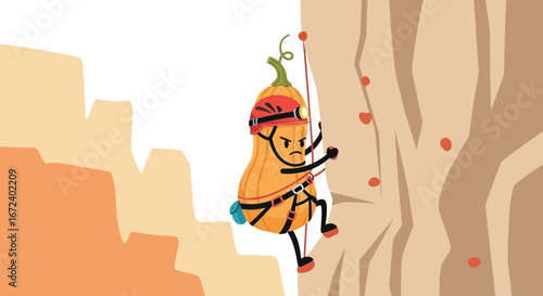 Adventurous Squash Athlete Tackles Challenging Climbing Adventure Ascending Rocky Terrain