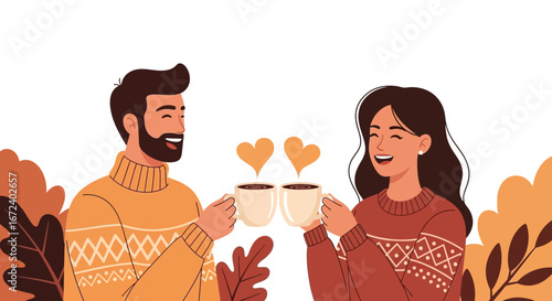 Affectionate Couple Sharing Coffee While Enjoying a Quiet, Peaceful Moment Together Forever