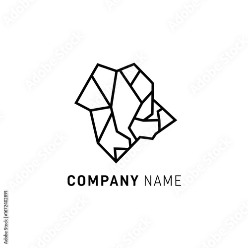 Geometric line art dog head logo design minimalist abstract canine illustration.