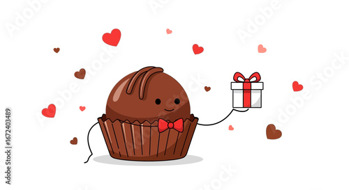 Adorable Chocolate Treat Presenting Gift, Sweet Surprise for Valentine's Day Celebration