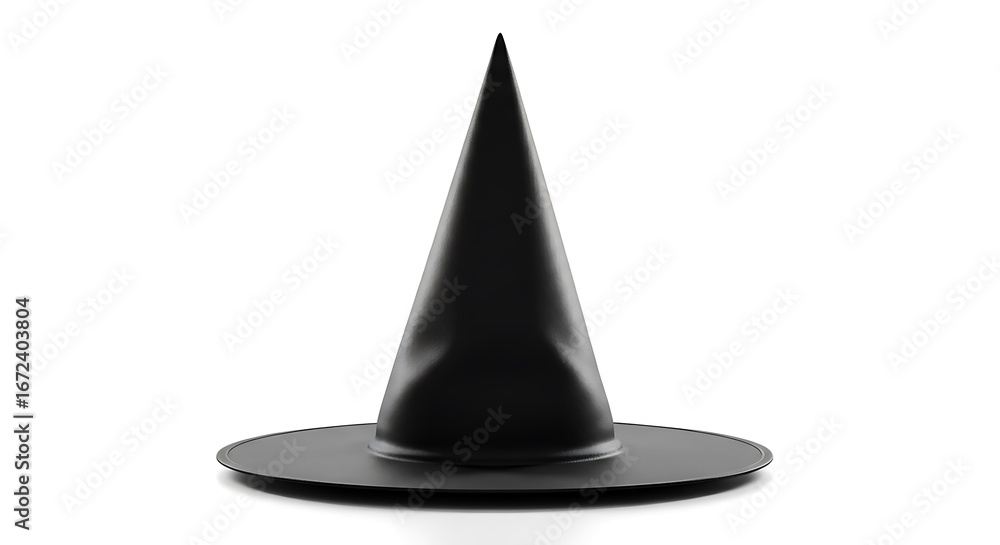 Fototapeta premium Black Witch Hat Isolated on White Background 