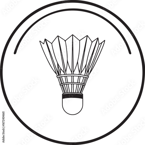 Badminton shuttlecock icon inside a circular border birdy sports
