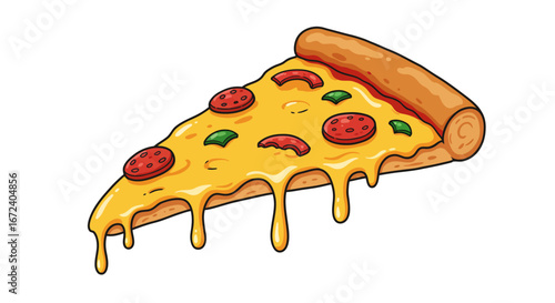 Delicious Melted Cheese Pizza Slice A Tempting Illustration