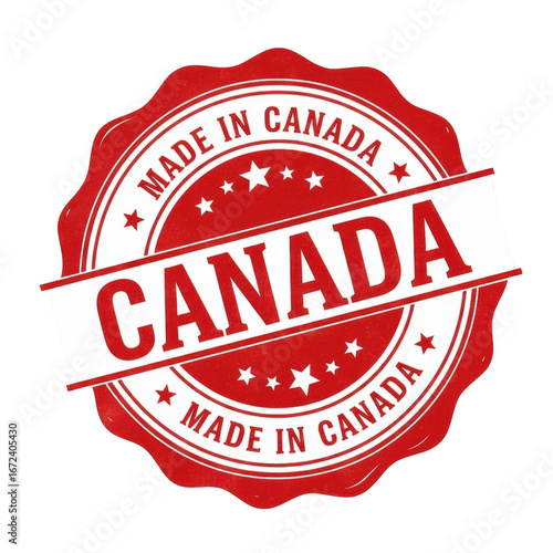 Made in Canada Red Stamp Badge with Stars