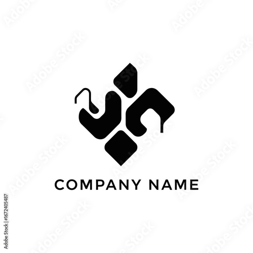 Modern abstract black logo design with company name branding concept.