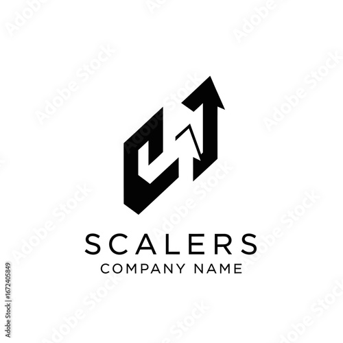 Modern abstract logo design for a company named Scalers featuring upward arrows.