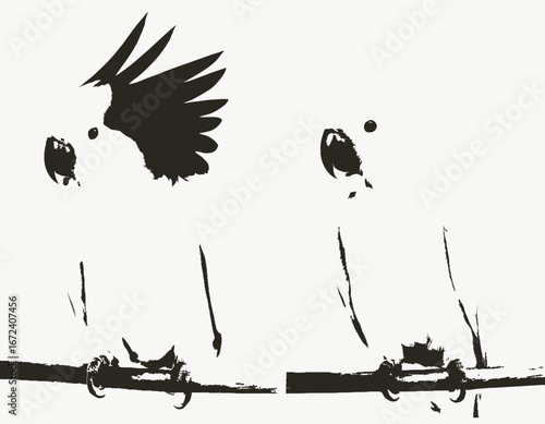 Cockatoo bird Silhouette digital Art, Intricate Powerful and Ready for Print or Web, Sharp Details. Strong Identity. Timeless Design