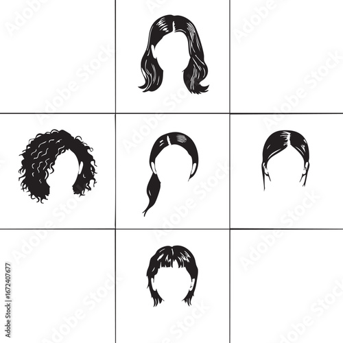 Female Hairstyles Collection - Vector Illustration