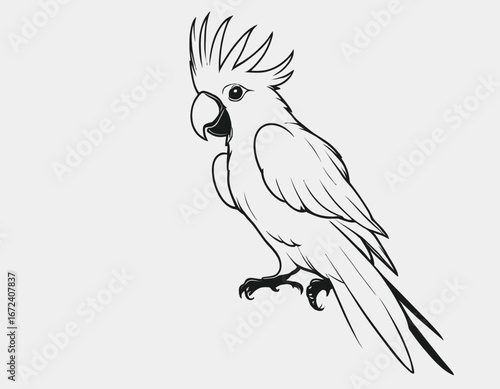 Cockatoo bird Silhouette digital Art, Intricate Powerful and Ready for Print or Web, Sharp Details. Strong Identity. Timeless Design