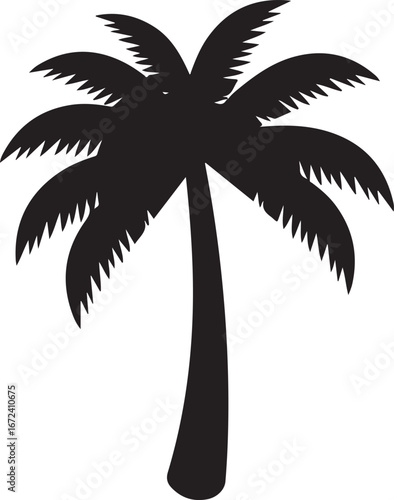 Black Silhouette of a Palm Tree tropical island