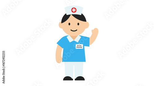 Nurse cartoon: A friendly nurse, full of care in her uniform, radiates warmth and compassion. A beacon of health and healing
