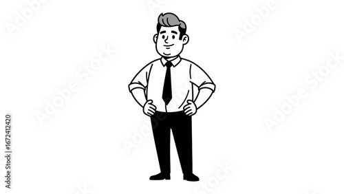 Confident Business Professional: A bold, hand-drawn depiction of a self-assured professional, dressed in a crisp business attire, exudes confidence through posture and a calm gaze.