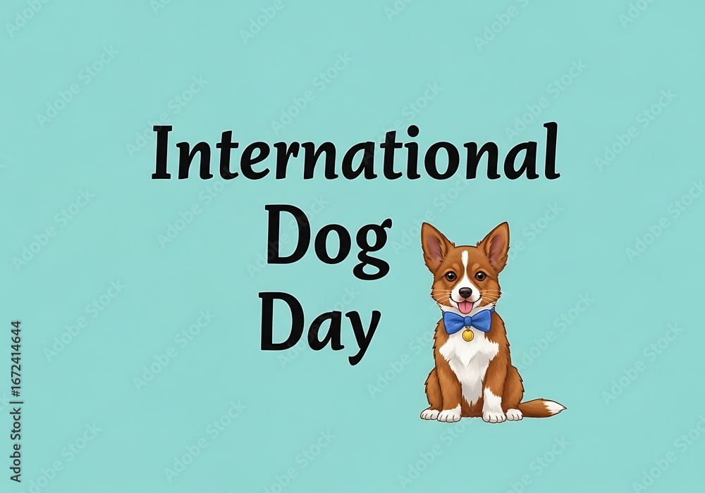 Fototapeta premium Cute corgi celebrating international dog day with a bow tie