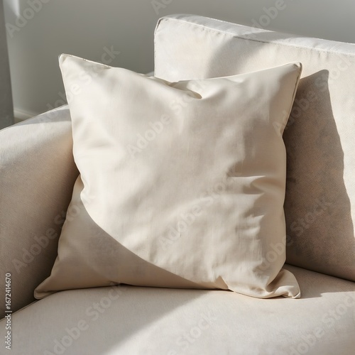 Cream textured Pillow on a sofa Mock up