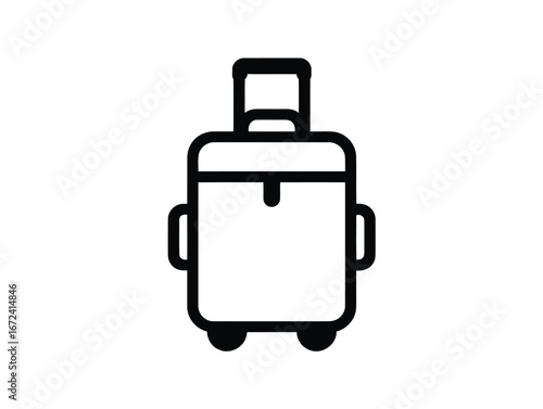 Vector art of line art icon of a rolling suitcase with handles