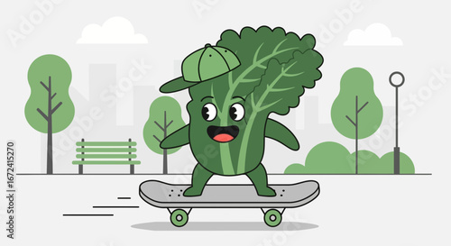 Animated Vegetable Embarking On A Rolling Adventure For A Whimsical Illustrative Experience