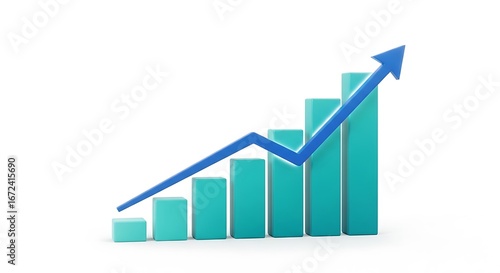 Growing bar chart with upward trending arrow isolated on white background Free Download Growing bar chart with upward trending arrow isolated on white background - GFXLoad