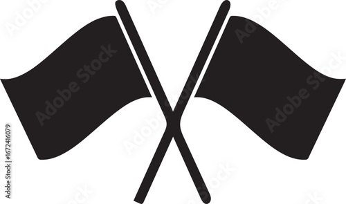 Two Crossed Black Flags on White Background crossed flags banner