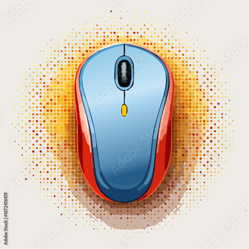 Souris d'ordinateur, style coloré, fond blanc