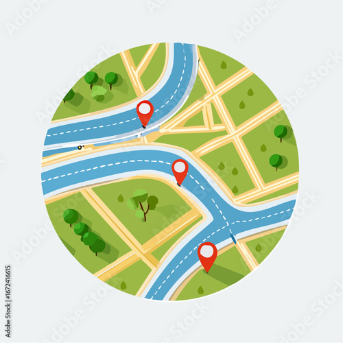 image circulaire, fond blanc, géolocalisation, GPS, carte dynamique