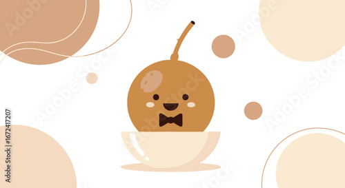 Animated Longan Design Featuring Sweet Facial Expressions and Cute Bow Tie Appearance