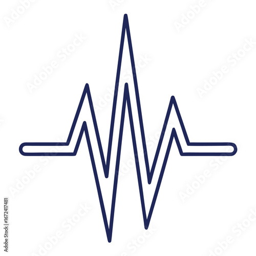 Dark blue electrocardiogram line graph on white background heartbeat pulse