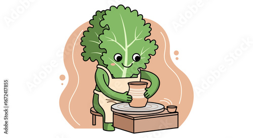Artisanal Leafy Character Creating Pottery with Focus on Craft and Creative Expression