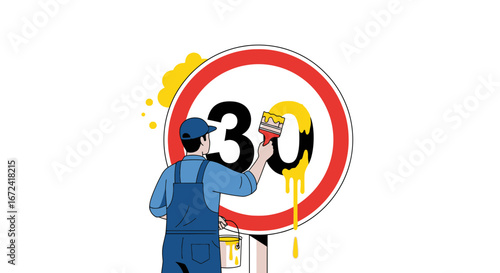Artist Overhauls Speed Limit Sign With New Color Scheme And Refreshing Paint Strokes