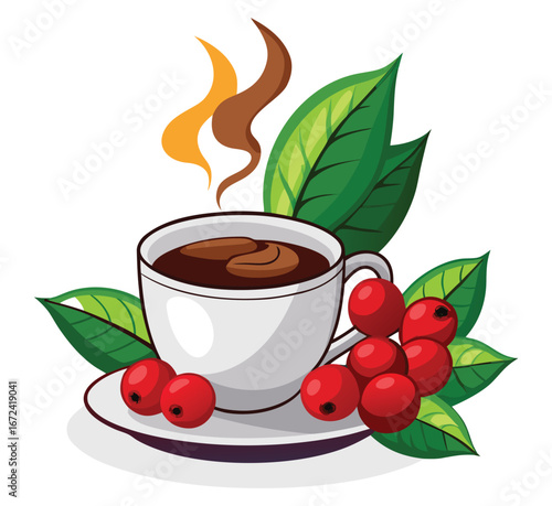Cup of tea with spiderweb foam art presents a smiling spoon in a playful and inviting scene. Cup of tea with spiderweb design creates a festive atmosphere,