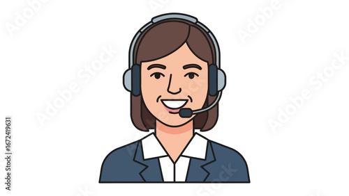 Illustration of a Customer Service Representative: A warm, inviting depiction of a customer service representative wearing a headset, ready to assist with a cheerful and helpful demeanor.