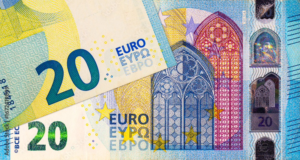 Obraz premium 20 euro banknote of the European Union. Paper money of Europe