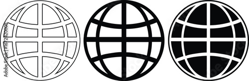 Globel icon set, world icon, internet symbol, global network illustration, earth vector logo on white background, minimal worldwide design, Vector illustration !