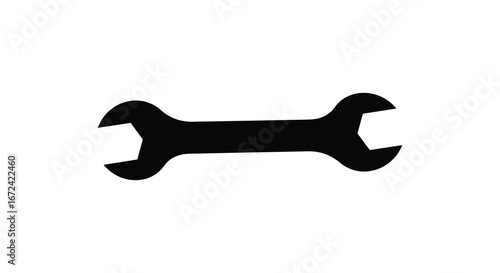 A black silhouette of a double sided wrench on a white background