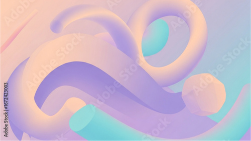 Pastel gradient with flowing organic shapes and soft shadows creating depth and visual interest in the image