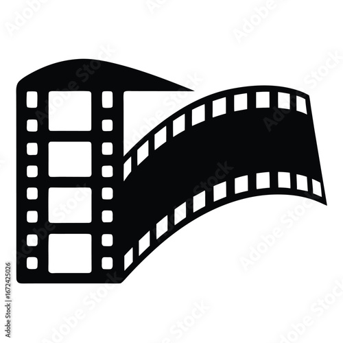 Movie Filmstrip: A graphic depiction of a cinematic filmstrip. The dark filmstrip creates a visual language of storytelling.