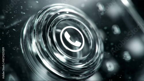 Close-up of vintage telephone dial with glass surface details  