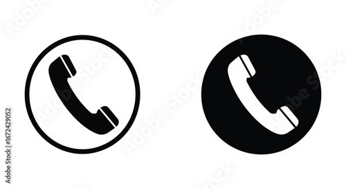 Black and white telephone icons in circular shapes side by side