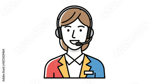Empathetic Communication: A smiling service operator ready to help customers, showcasing a friendly demeanor.