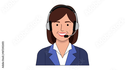 Smiling Support: Portrait of a dedicated customer service representative, headset in place, exudes approachability and empathy, ready to assist and guide with a warm smile.
